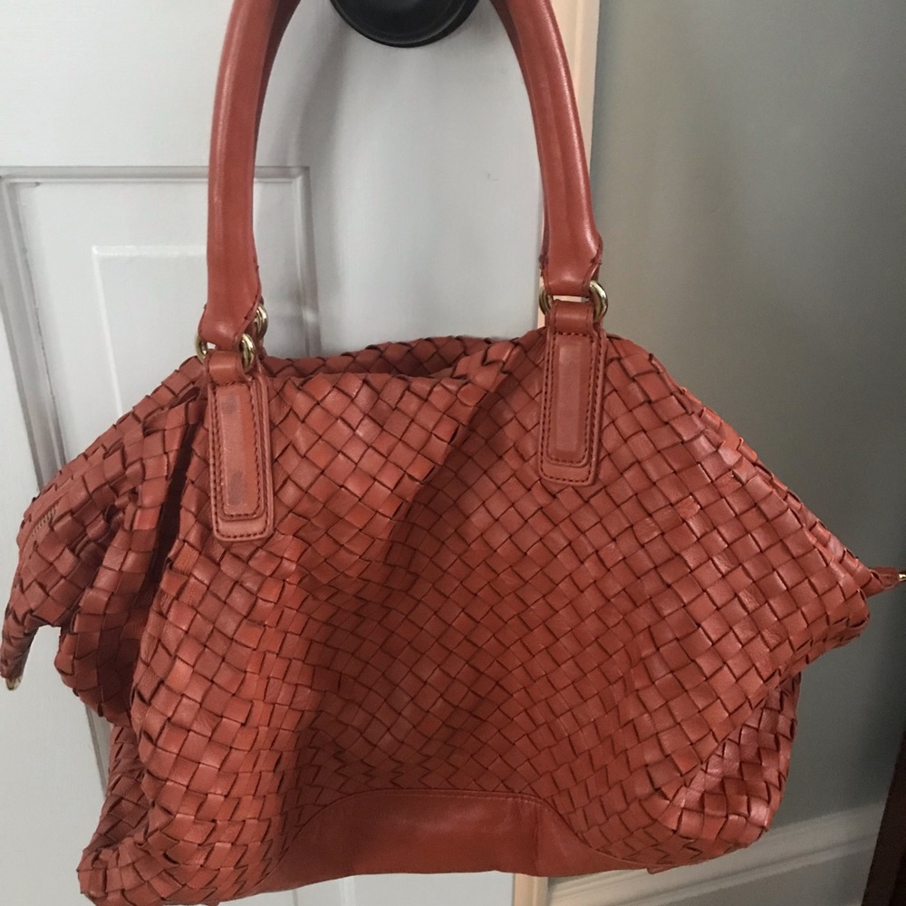 Orange leather bag